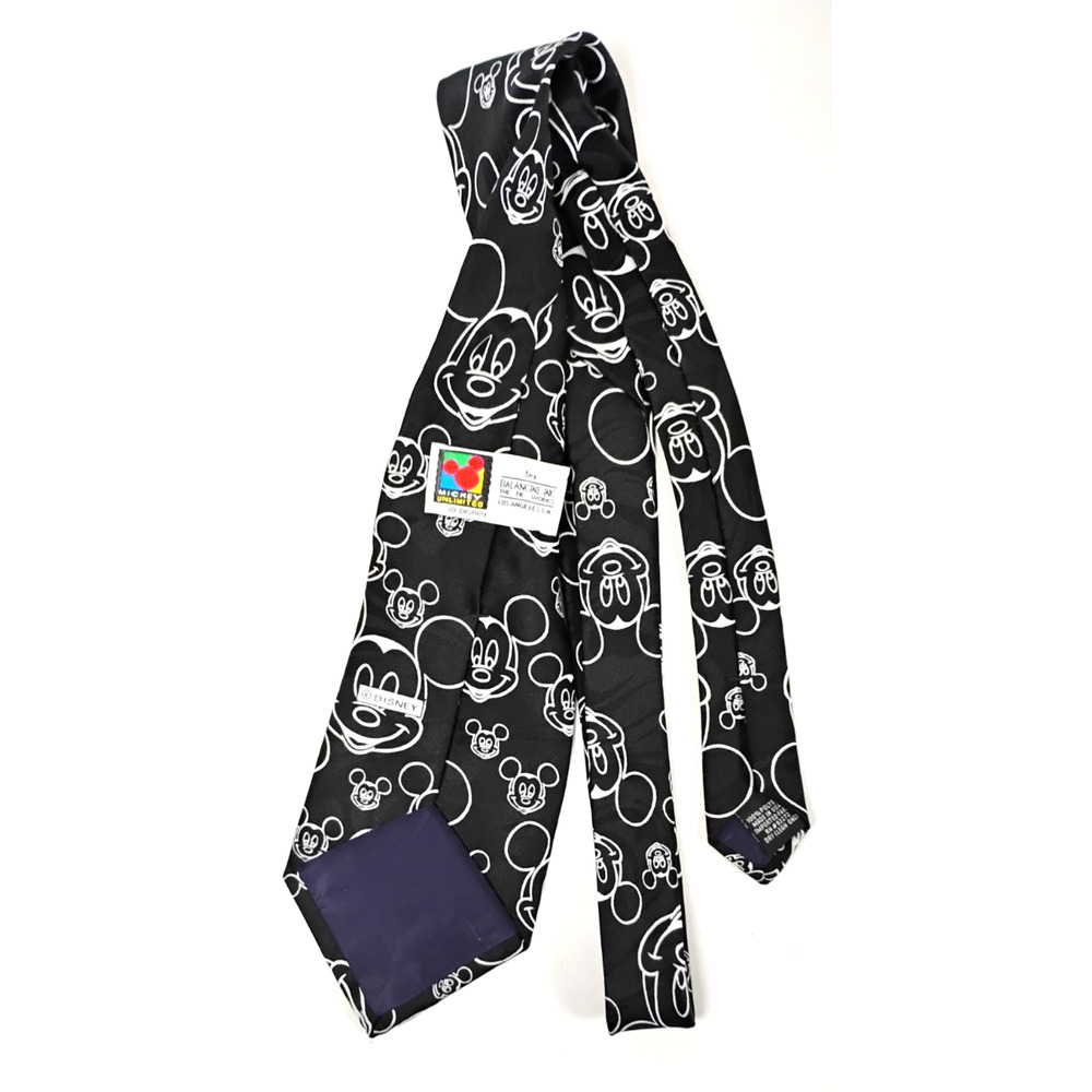 Vintage Disney Mickey Mouse Satin Neck Tie Character Print Made In USA 58"x3.75" - Picture 3 of 7